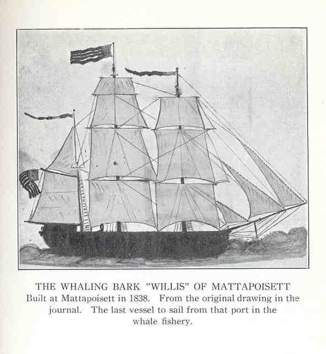 The whaling bark Willis — a typical 19th-century Pacific whaling vessel of the kind described in the Wellerman, whose crew awaited the supply ship bringing sugar, tea, and rum